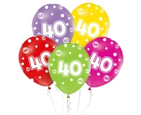 Balony z cyframi: 40, 12 cali/ 5 szt.