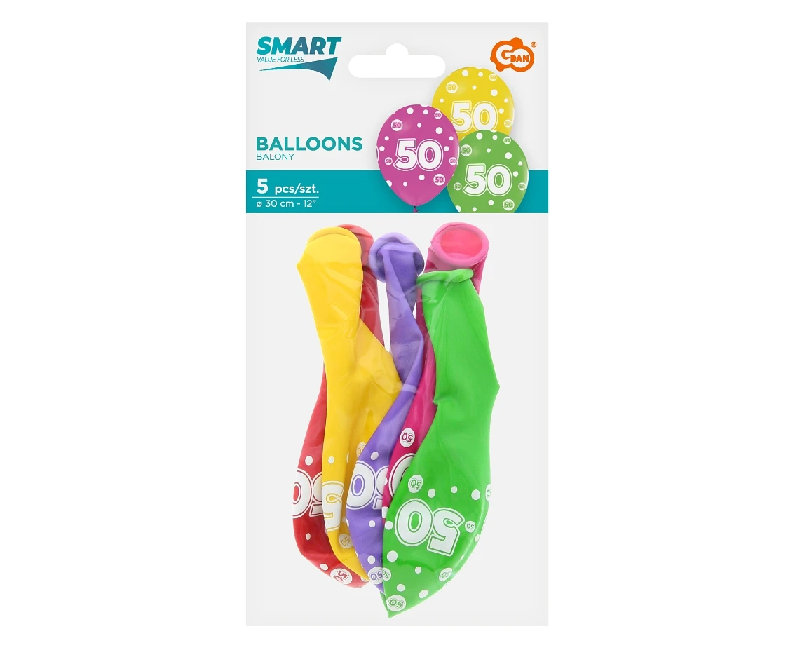 Balony z cyframi: 50, 12 cali/ 5 szt. KK