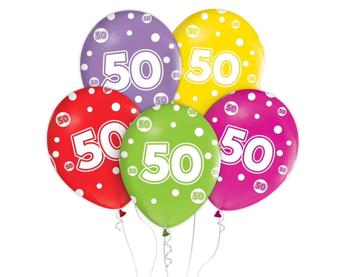 Balony z cyframi: 50, 12 cali/ 5 szt. KK
