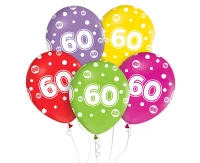 Balony z cyframi: 60, 12 cali/ 5 szt. KK
