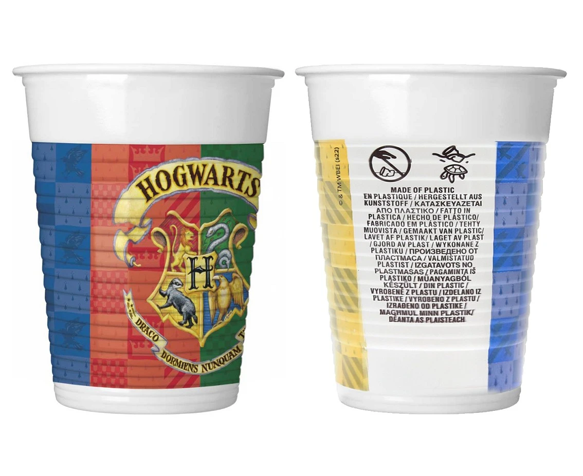 Kubeczki plastikowe (WM) Harry Potter Hogwarts Houses, 200 ml, 8 szt. (SUP label) KK