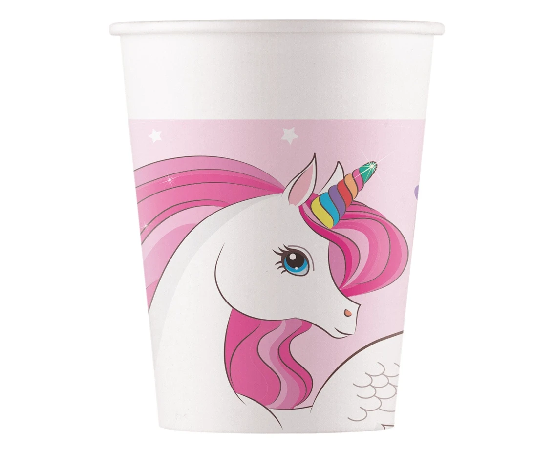 Kubeczki papierowe (WM), Unicorn Rainbow Colors, 200ml, 8 szt. (SUP label) (papier FSC)