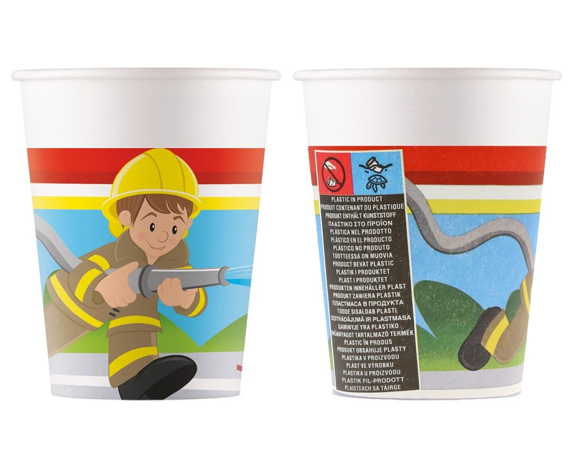 Kubeczki papierowe (WM) Firefighters, 200 ml, 8 szt. (SUP label) KK