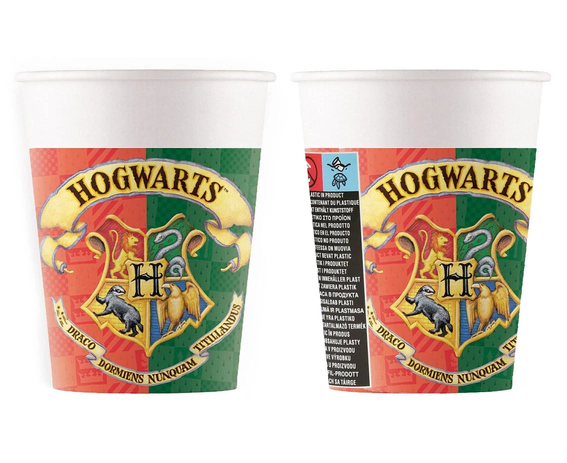Kubeczki papierowe (WM) Harry Potter Hogwards Houses Warner, 200 ml, 8 szt. (SUP label) (dawniej 93506)