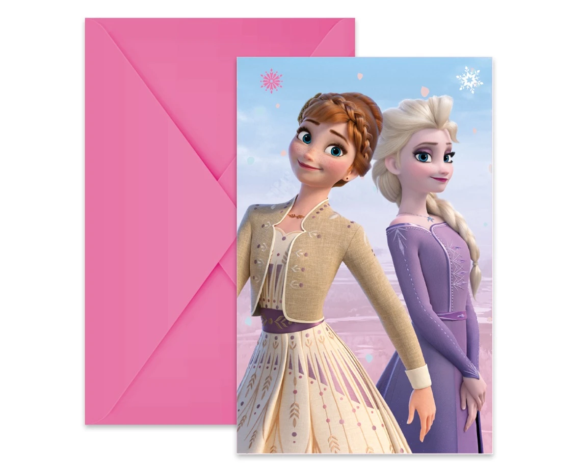 Zaproszenia z kopertami "Frozen 2: Wind Spirit", 6 szt. (papier FSC) KK