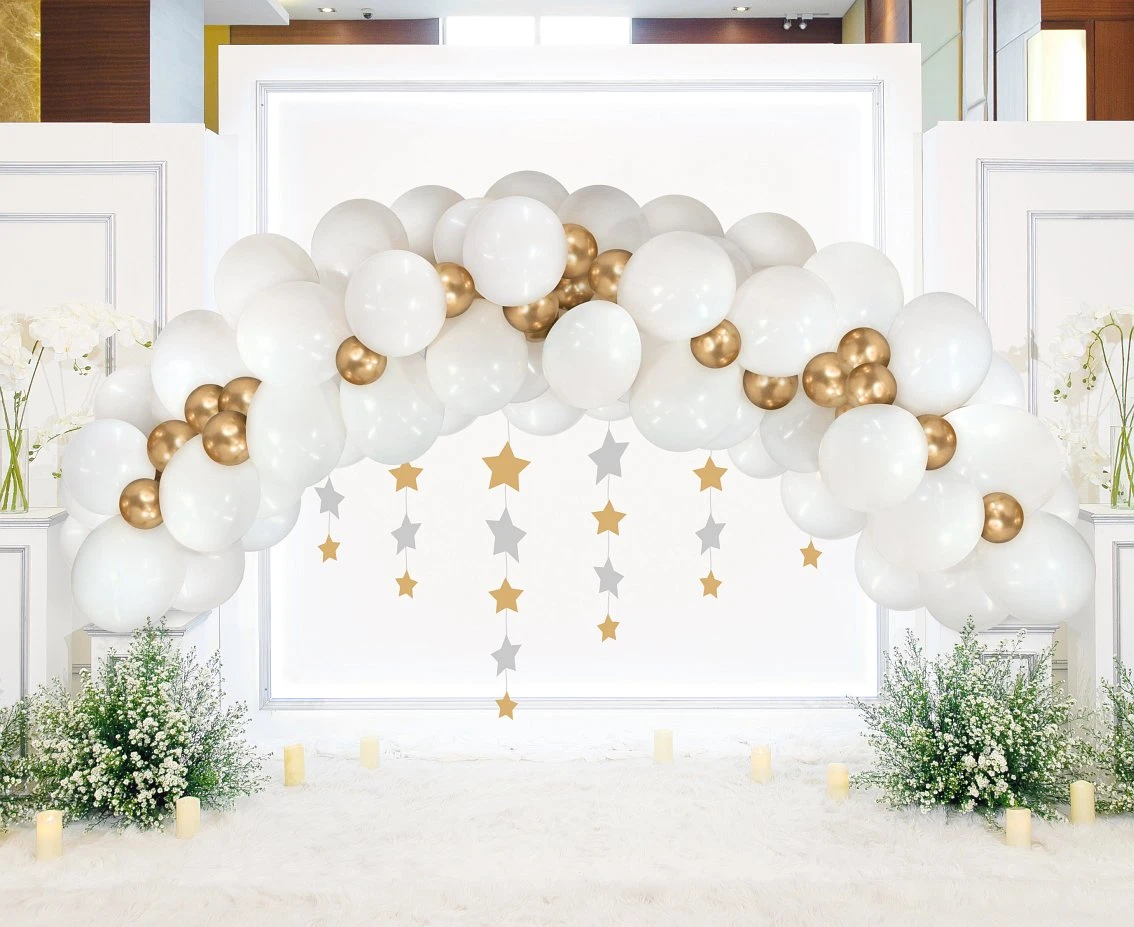 Balony B&C, girlanda biało-złota, 70szt.