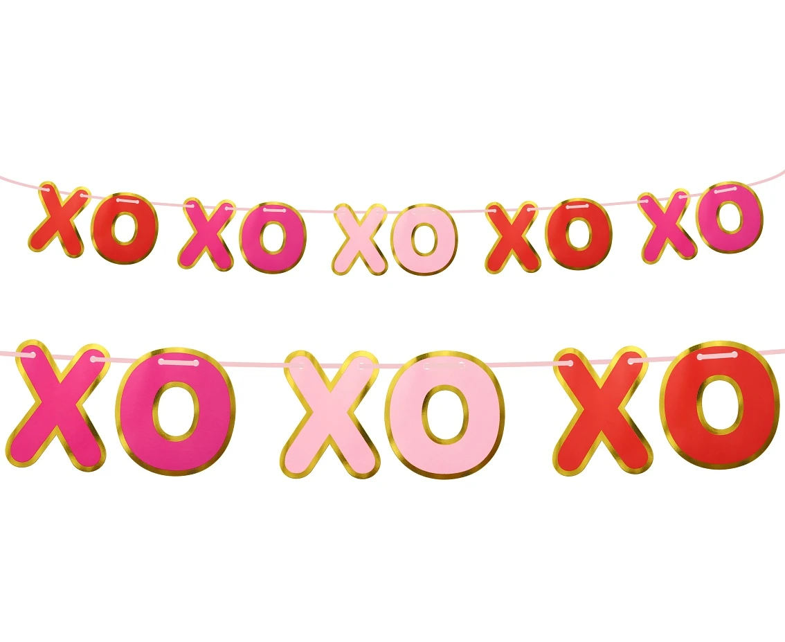 Girlanda papierowa XOXO, złoty kontur, 200 cm KK
