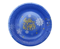 Talerzyki papierowe Hello Winter Navy Blue, certyfikat FSC, 18 cm/ 6 szt. KK