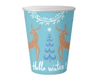 Kubeczki pap. Hello Winter, j. niebieskie, 250 ml/ 6 szt. KK