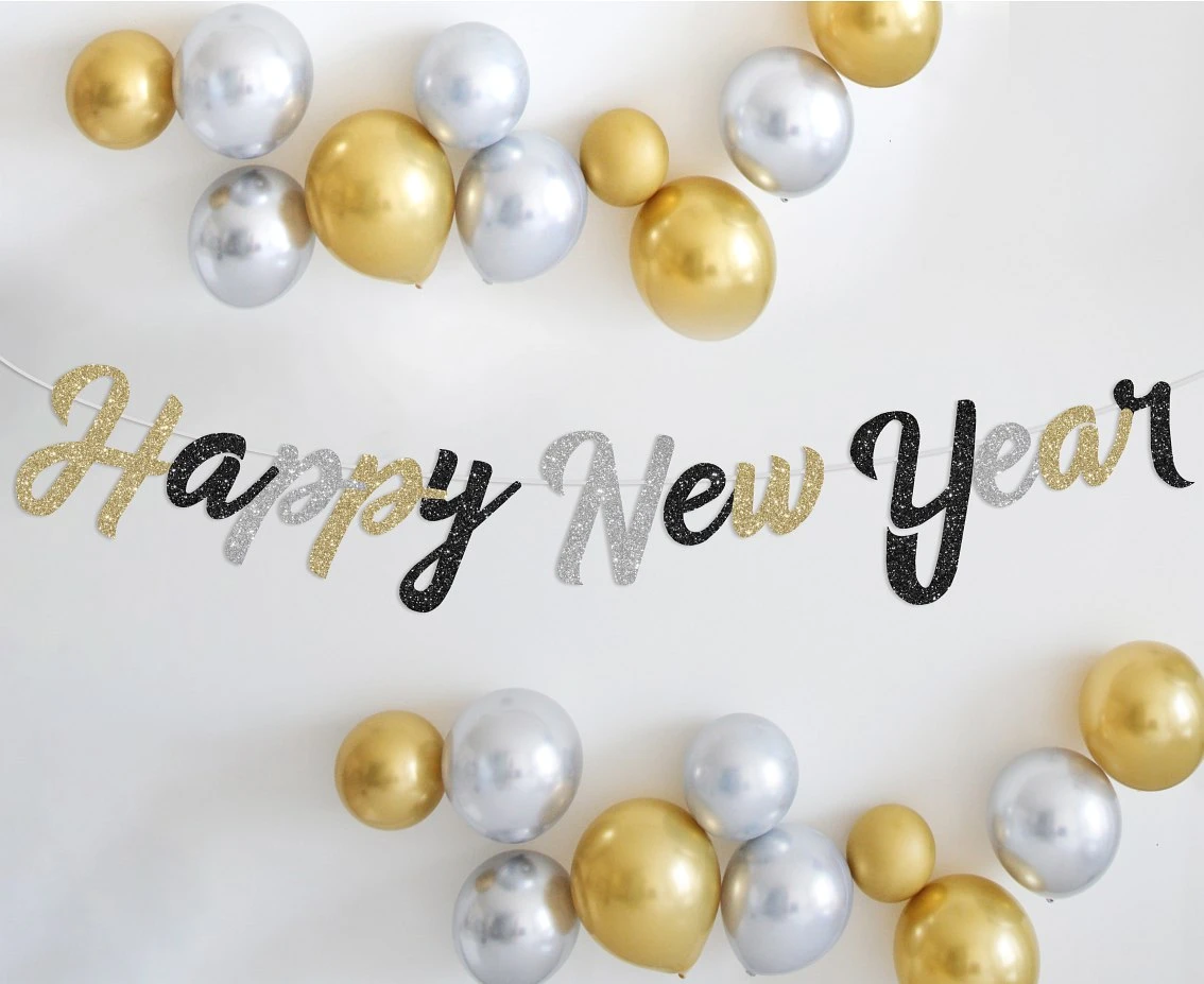 Girlanda papierowa B&C Happy New Year, brokatowa, 250 cm KK