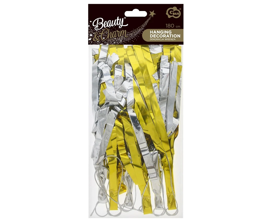 Dekoracja pionowa B&C Frędzelki, złoto-srebrna, 180 cm KK