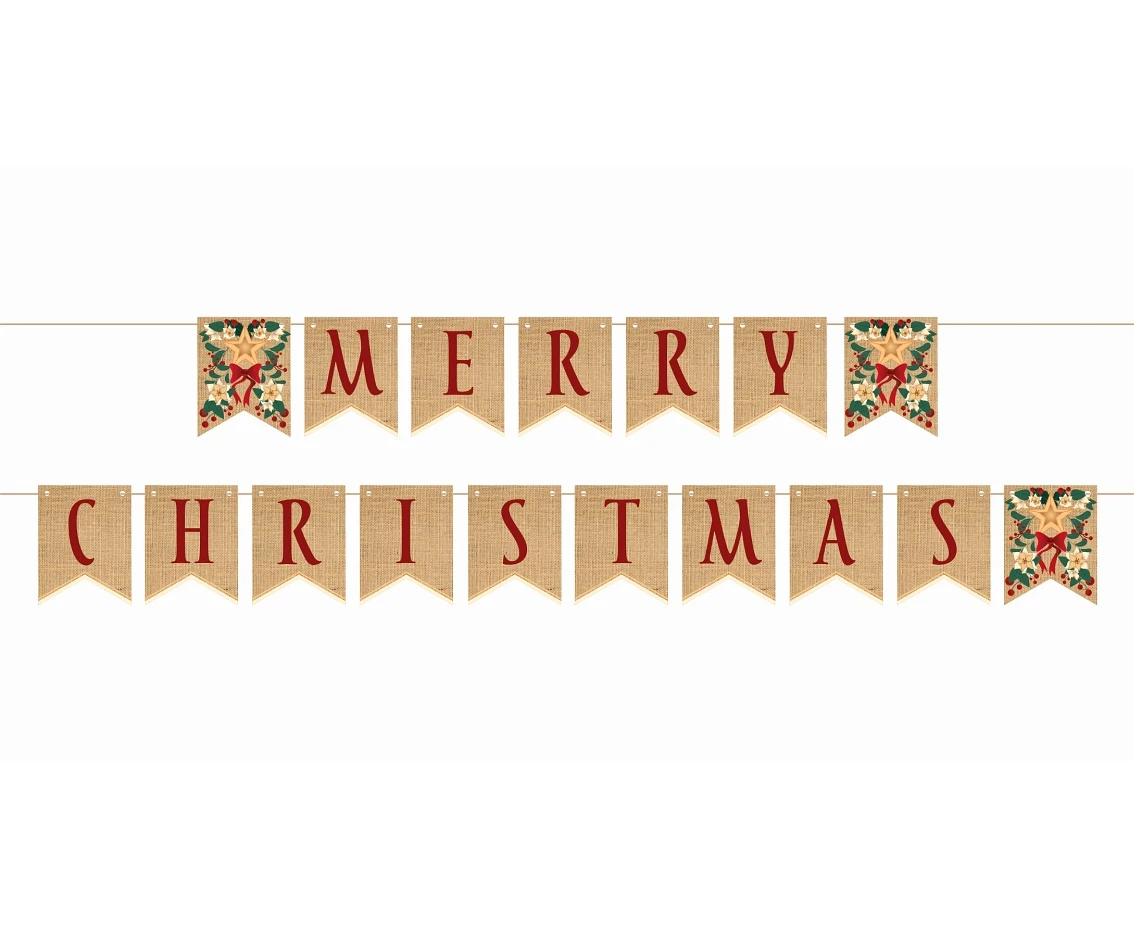 Girlanda papierowa Merry Christmas, listki, 10x13 cm, 250 cm KK