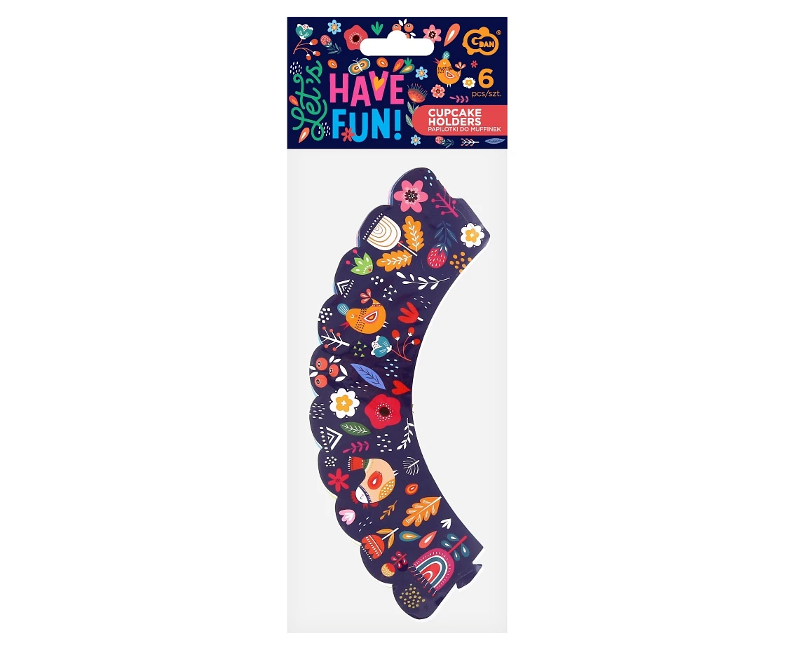 Papilotki do muffinek Kwiaty i ptaszki Folk,ludowe,, 6 szt. KK