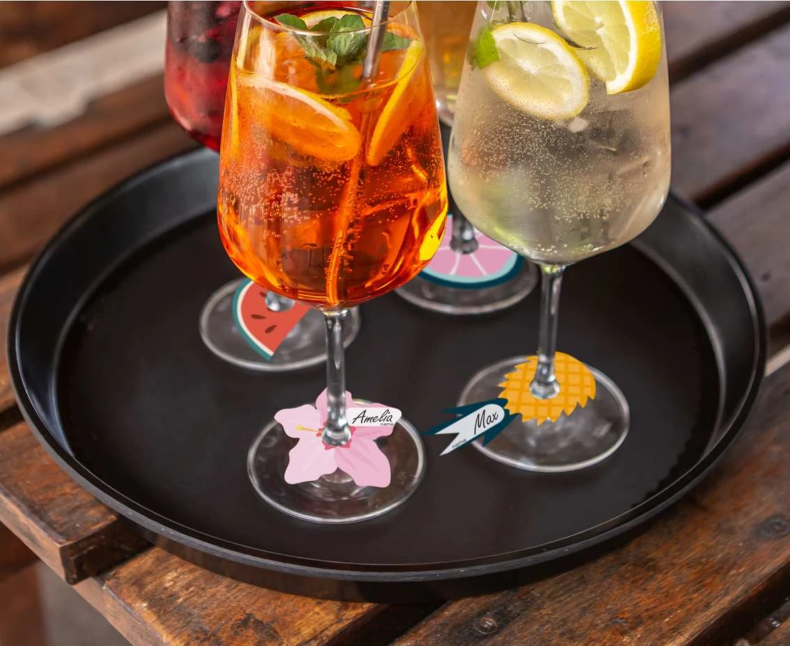 Winietki na kieliszki Summer - Let's party, 6 szt.