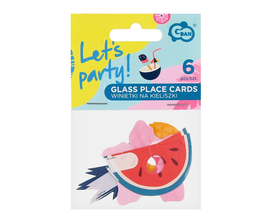 Winietki na kieliszki Summer - Let's party, 6 szt.