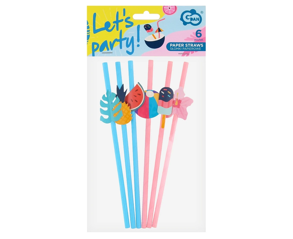 Słomki papierowe Summer - Let''''s party, 6 szt. KK