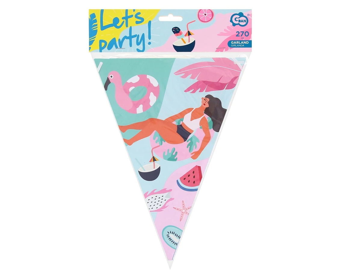 Girlanda papierowa Summer - Let''''s party (surfing), flagi, 270 cm KK