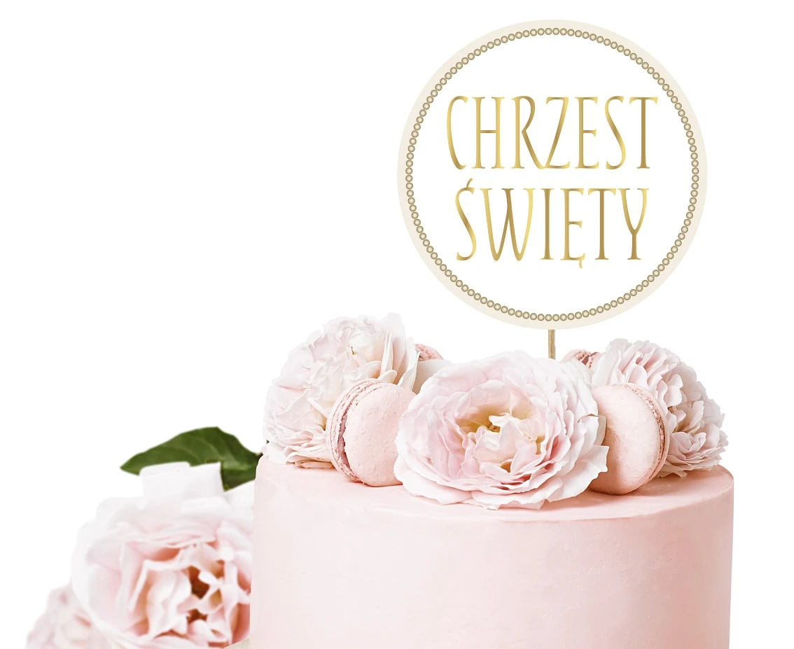 Dekoracja papierowa na tort Chrzest Święty, średnica 14 cm KK