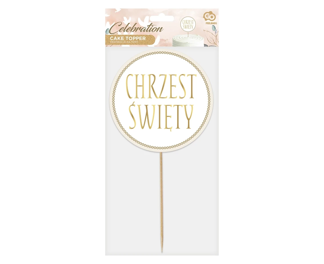 Dekoracja papierowa na tort Chrzest Święty, średnica 14 cm KK