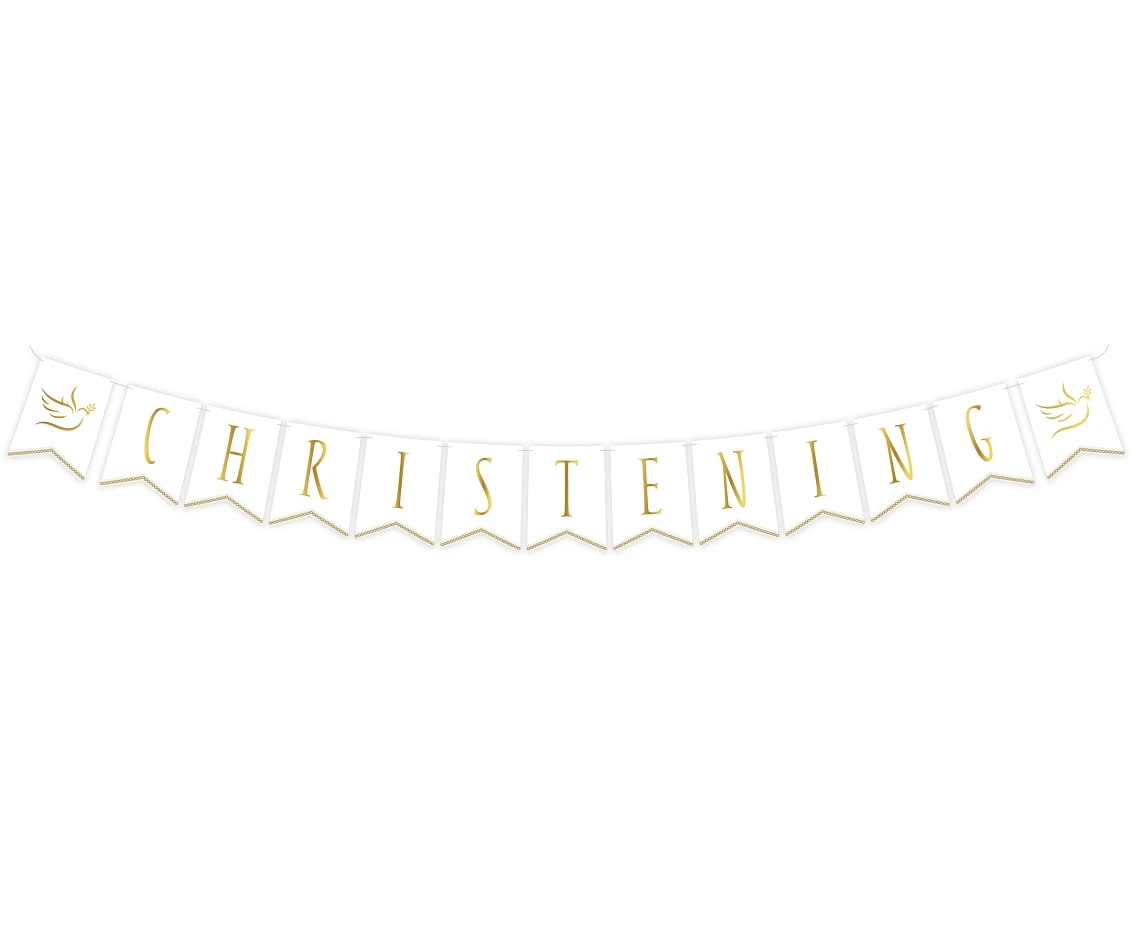 Girlanda papierowa Christening, flagi 13.5x17.5 cm, 300 cm KK