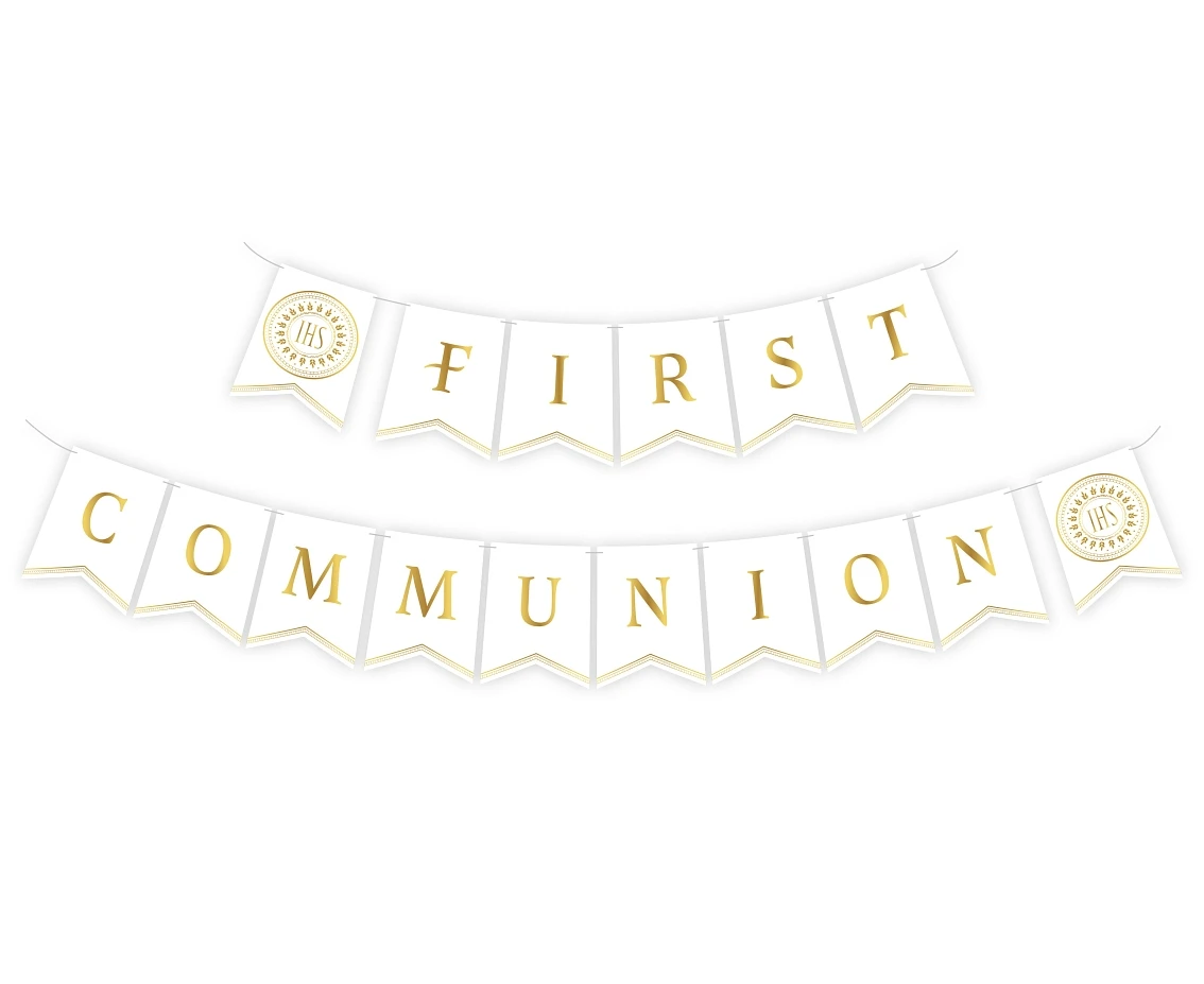 Girlanda papierowa First Communion, flagi 13.5x17.5 cm, 2x300 cm KK