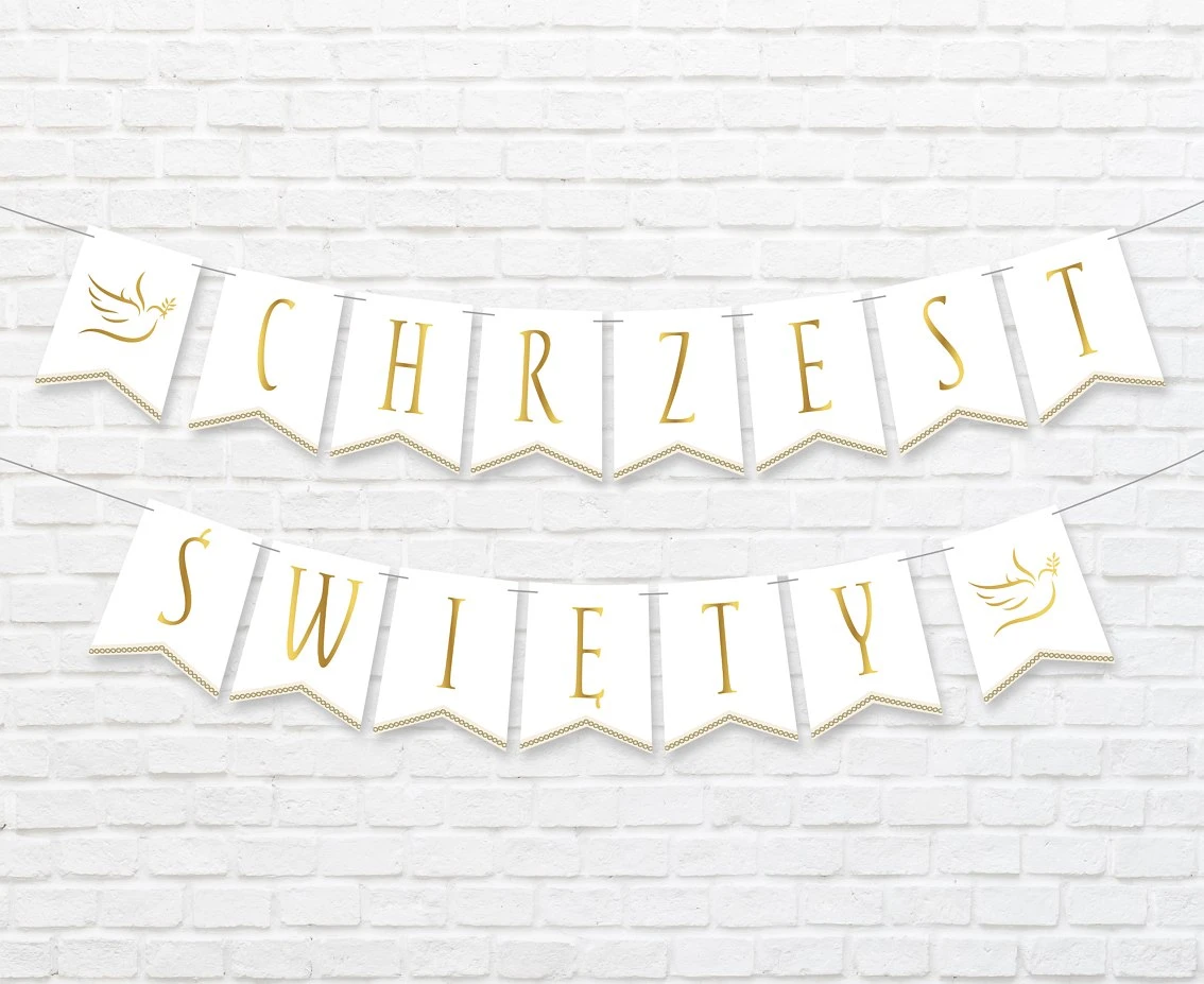 Girlanda papierowa Chrzest Święty, flagi 13.5x17.5 cm, 2x300 cm