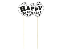 Dekoracja papierowa na tort Piłka Nożna - Happy Birthday, 13x19 cm
