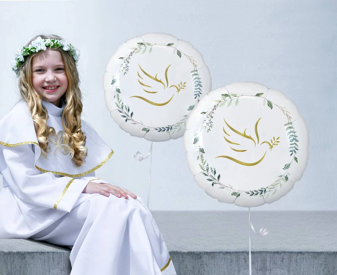 Balon foliowy Gołąbek z listkami, okrągły 18 cali AA