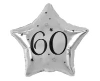 Balon foliowy 19" "60" gwiazda srebrna, nadruk czarny, KK