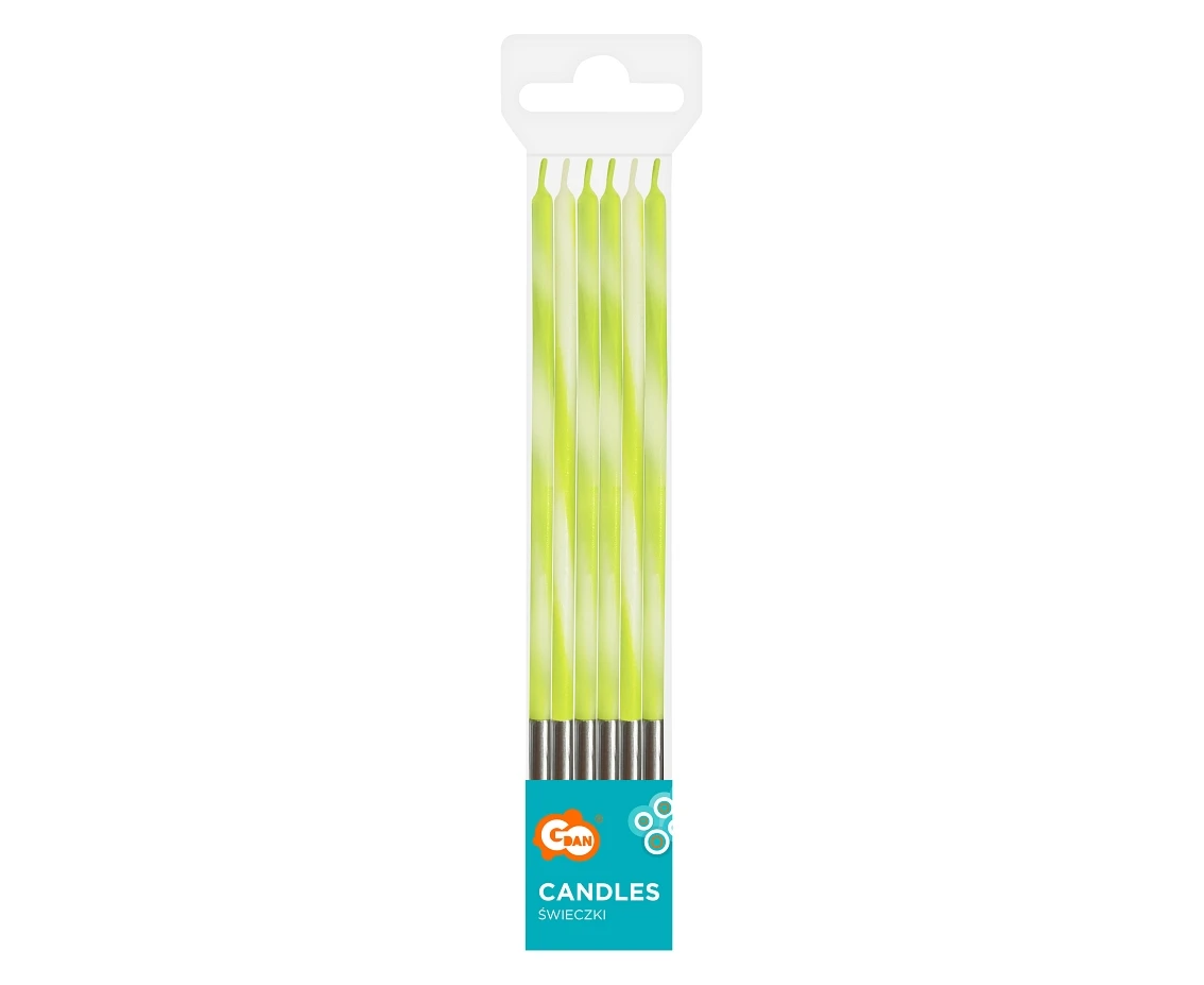 Świeczki urodzinowe Candy, limonkowe 4.5x4.5x150mm, 6 szt. KK