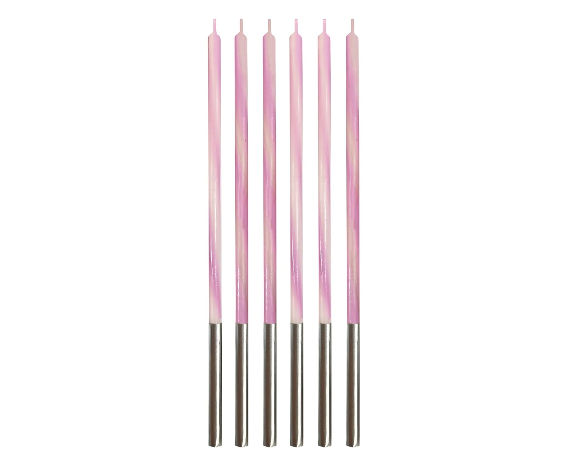 Świeczki urodzinowe Candy, różowe 4.5x4.5x150mm, 6 szt. KK
