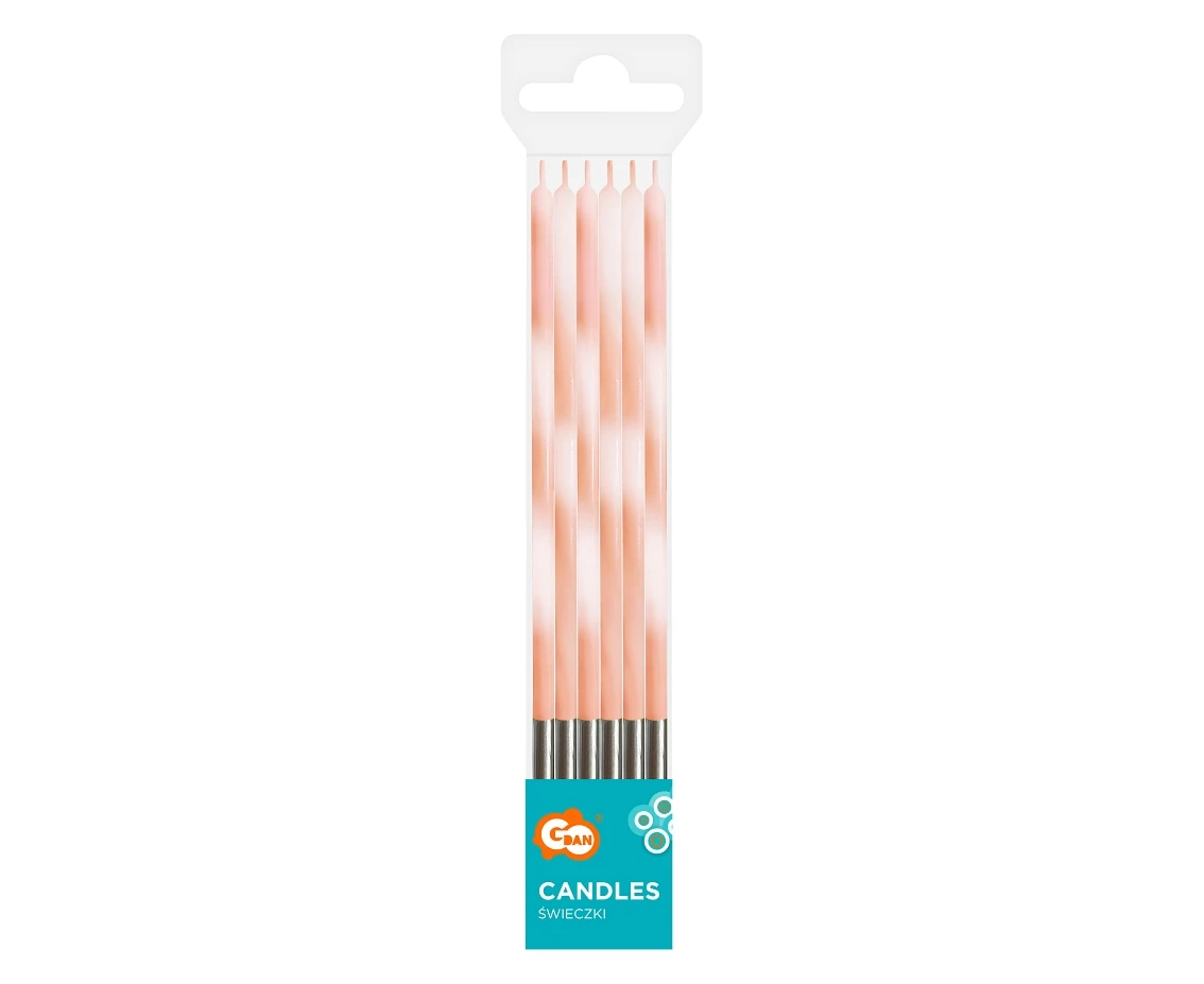 Świeczki urodzinowe Candy, morelowe 4.5x4.5x150mm, 6 szt. KK