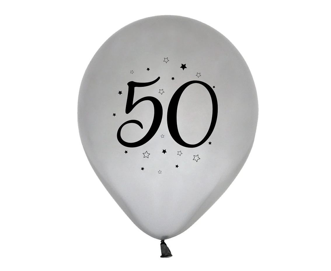 Balony 50, srebrne, 12"/ 5 szt. KK