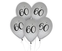 Balony 60, srebrne, 12"/ 5 szt. KK