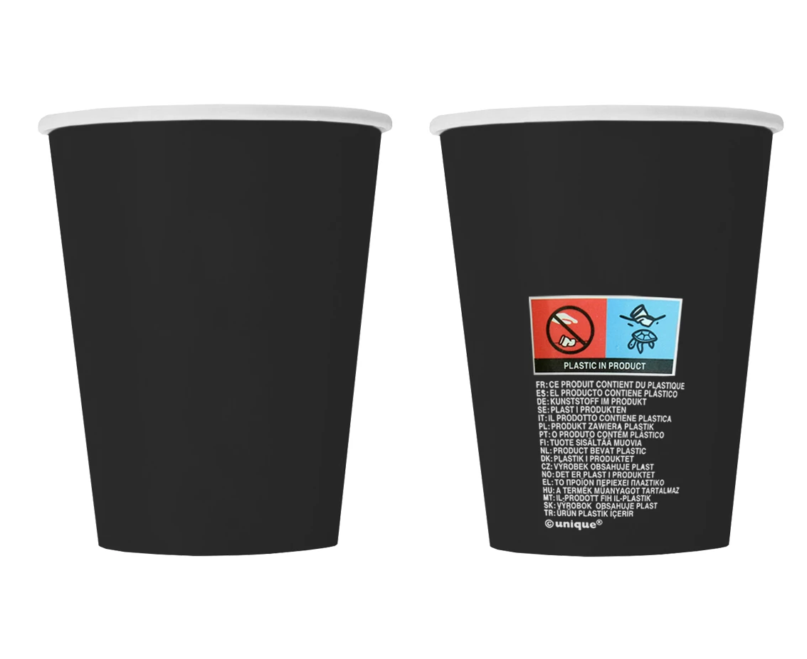 Kubeczki papierowe czarne, 270ml, 8 szt. (sup label)