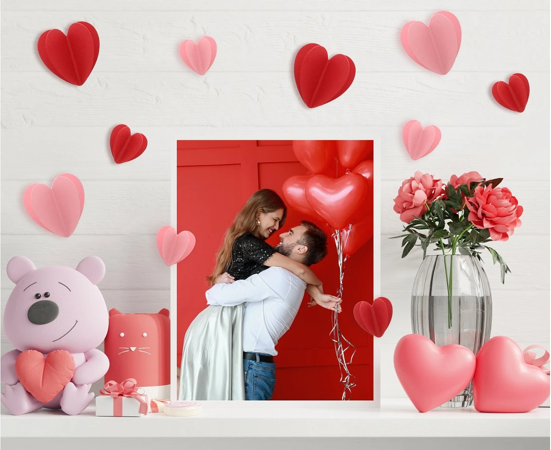Naklejki samoprzylepne Love is in the air- Serduszka 3D, mix, 12 szt.