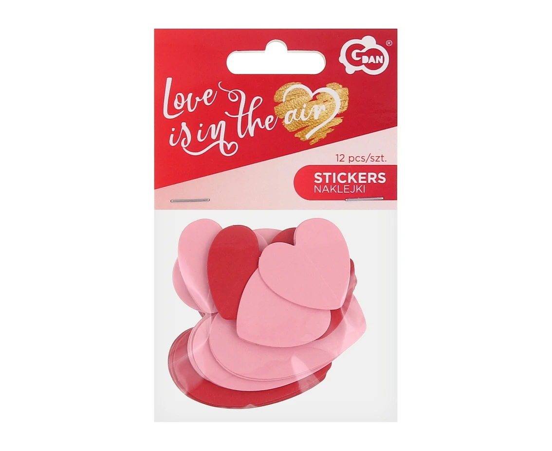 Naklejki samoprzylepne Love is in the air- Serduszka 3D, mix, 12 szt.