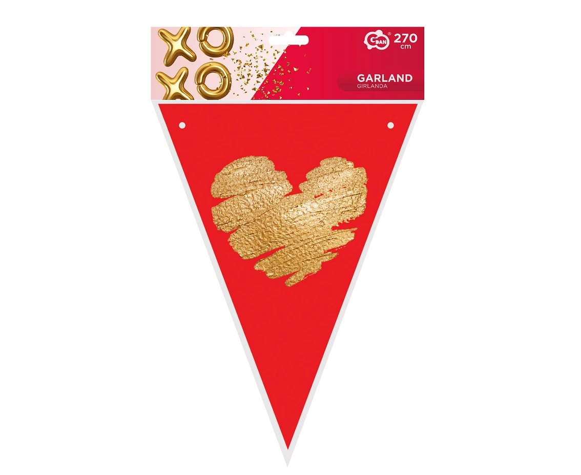 Girlanda flagi papierowa XoXo,  21x28 cm, 270 cm