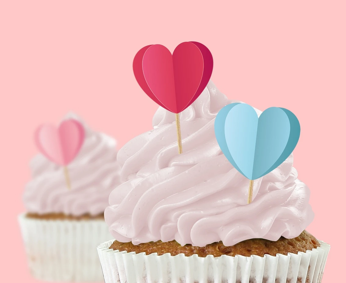 Pikery Love is in the air - Serduszka 3D, 6 szt.