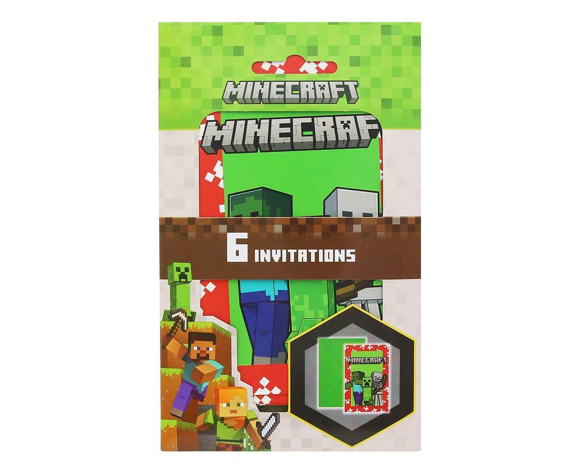 Zaproszenia z kopertami Minecraft, 6 szt.