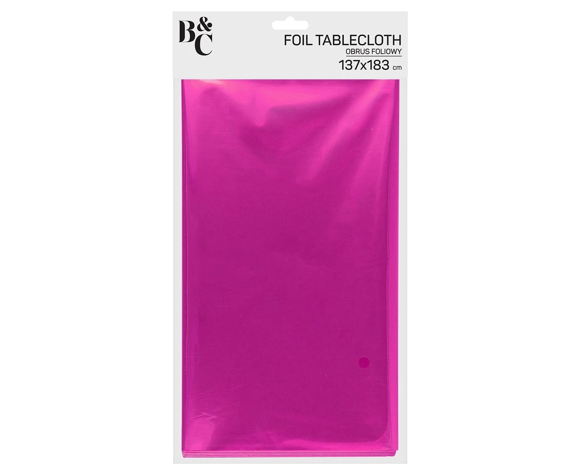 Obrus foliowy B&C metaliczny magenta, 137x183 cm