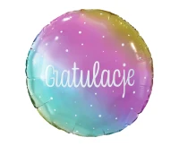Balon foliowy Gratulacje (tęczowy), 18 cali KK