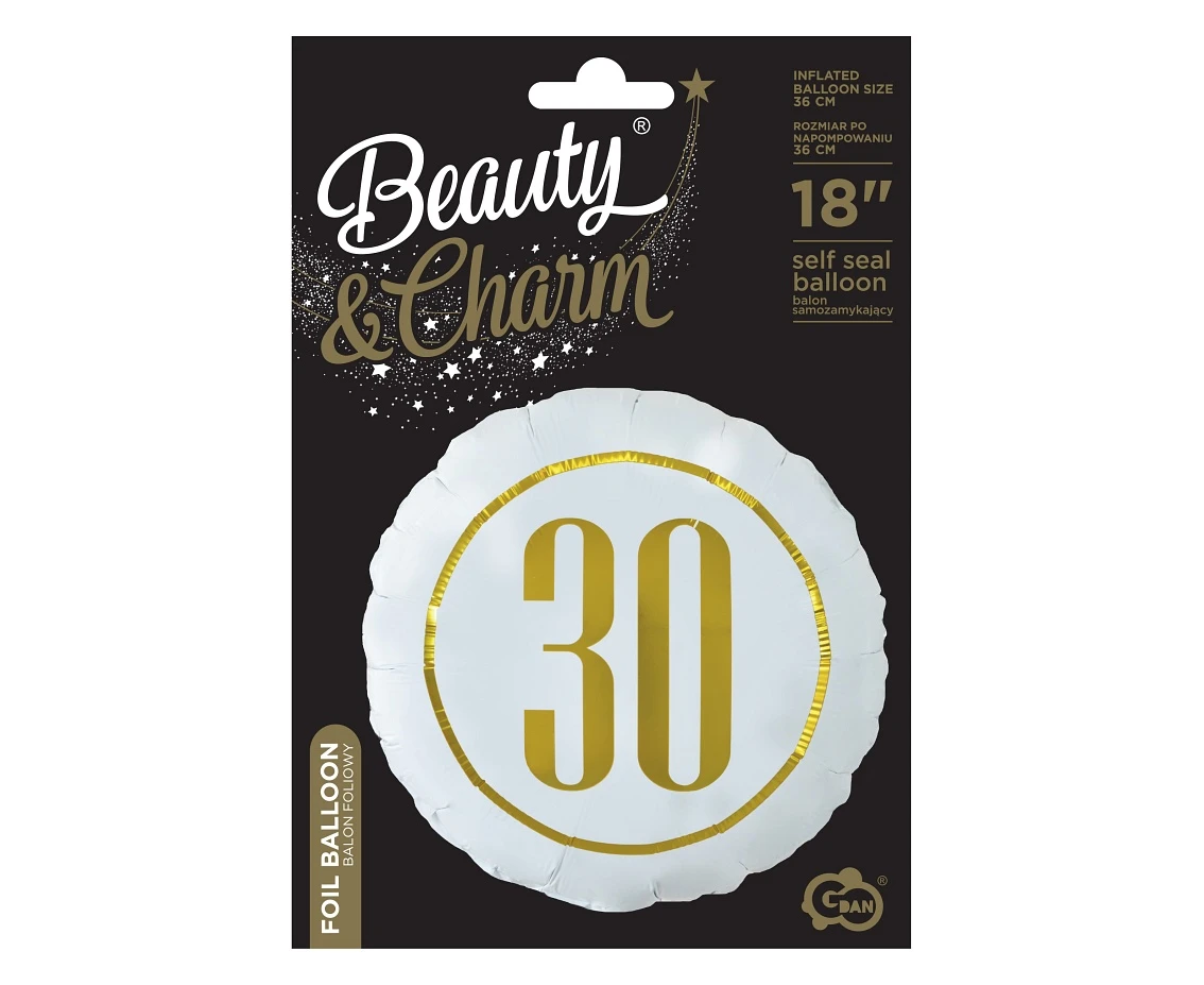 Balon foliowy "30" (biały), 18" KK