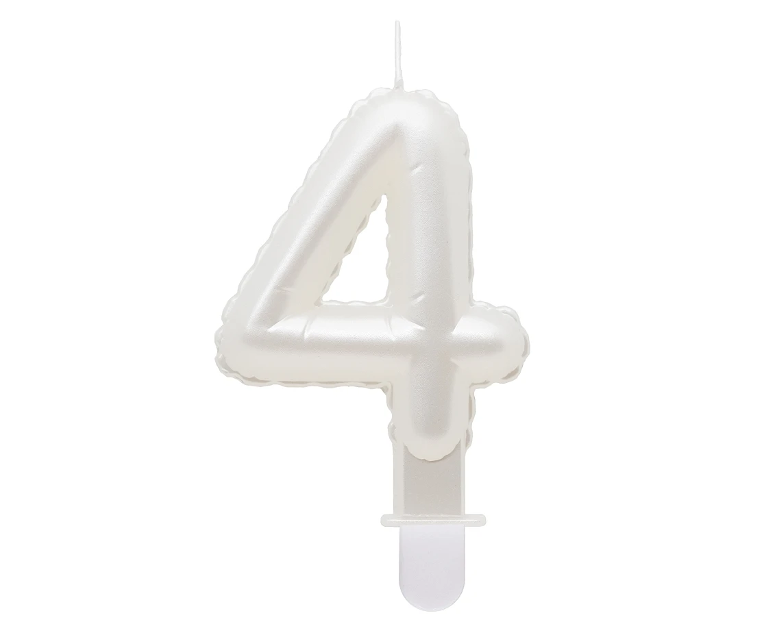 Świeczka B&C cyferka 4, perłowa biała, 7 cm KK
