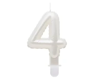 Świeczka B&C cyferka 4, perłowa biała, 7 cm KK