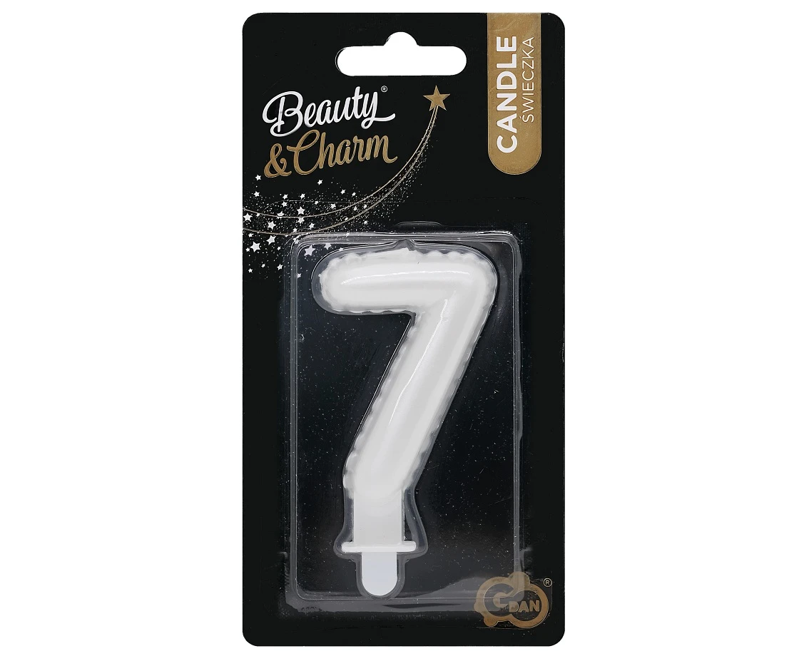 Świeczka B&C cyferka 7, perłowa biała, 7 cm KK