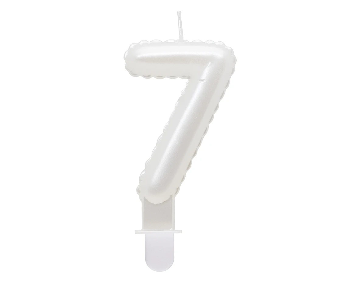 Świeczka B&C cyferka 7, perłowa biała, 7 cm KK