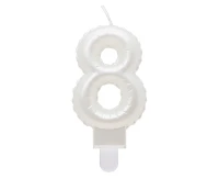 Świeczka B&C cyferka 8, perłowa biała, 7 cm KK