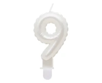 Świeczka B&C cyferka 9, perłowa biała, 7 cm KK