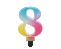 Świeczka cyferka 8, ombre, pastelowa, 8 cm KK